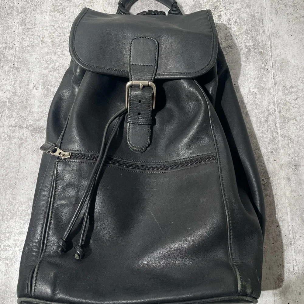 VTG COACH black leather XL BACKPACK 0529 - Picture 6 of 16